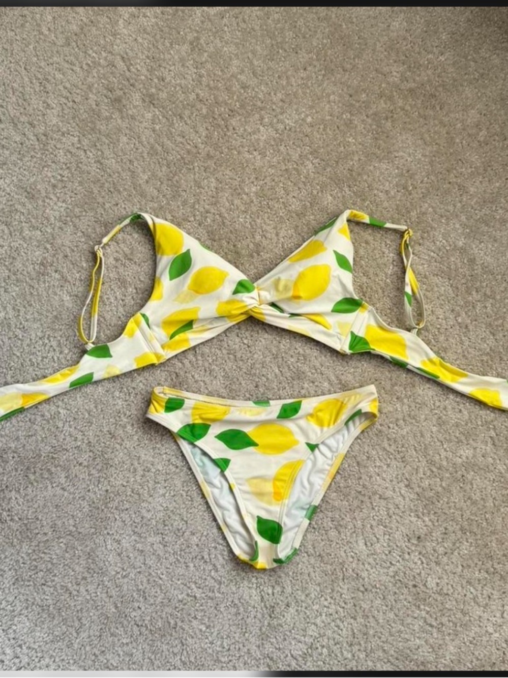 Kate Spade Lemon Twist Print Two Piece Swimsuit size Small